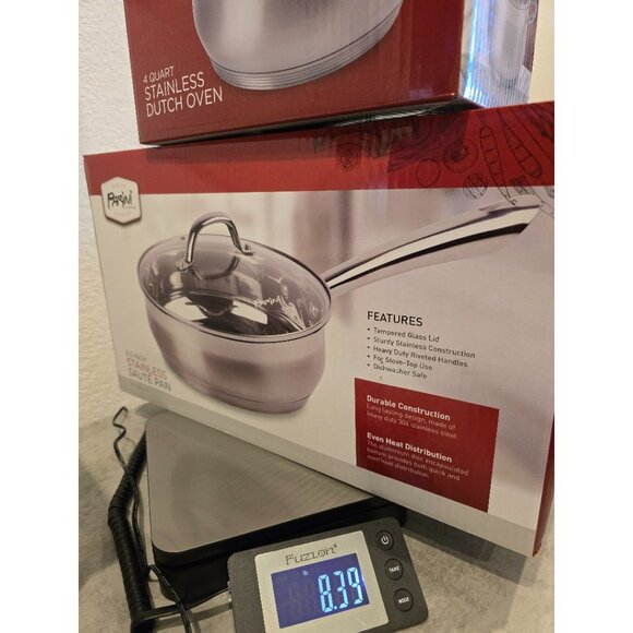 Parini Kitchen Cookware Set 9.5" Sautee Pan & 4qt Dutch Oven Stainless Steal NIB - Picture 3 of 3